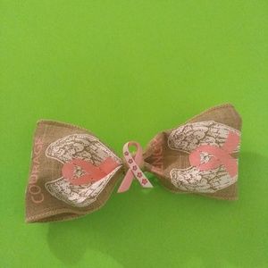 Hand made breast cancer awareness hair bow